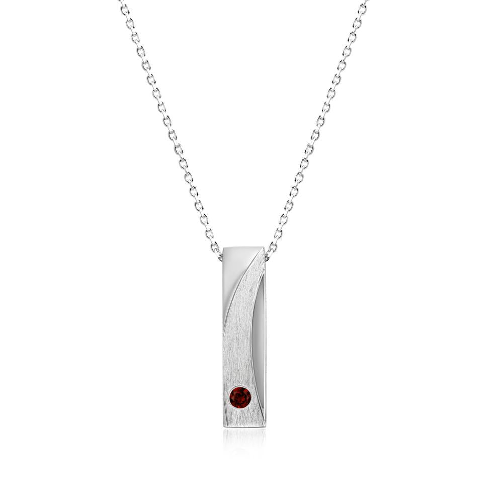 Rectangular Tiny Garnet Pendant Necklace - LUO Jewelry #gemstone_Garnet