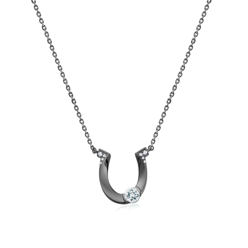 Garnet Horseshoe Necklace for Women - LUO Jewelry #gemstone_Aquamarine