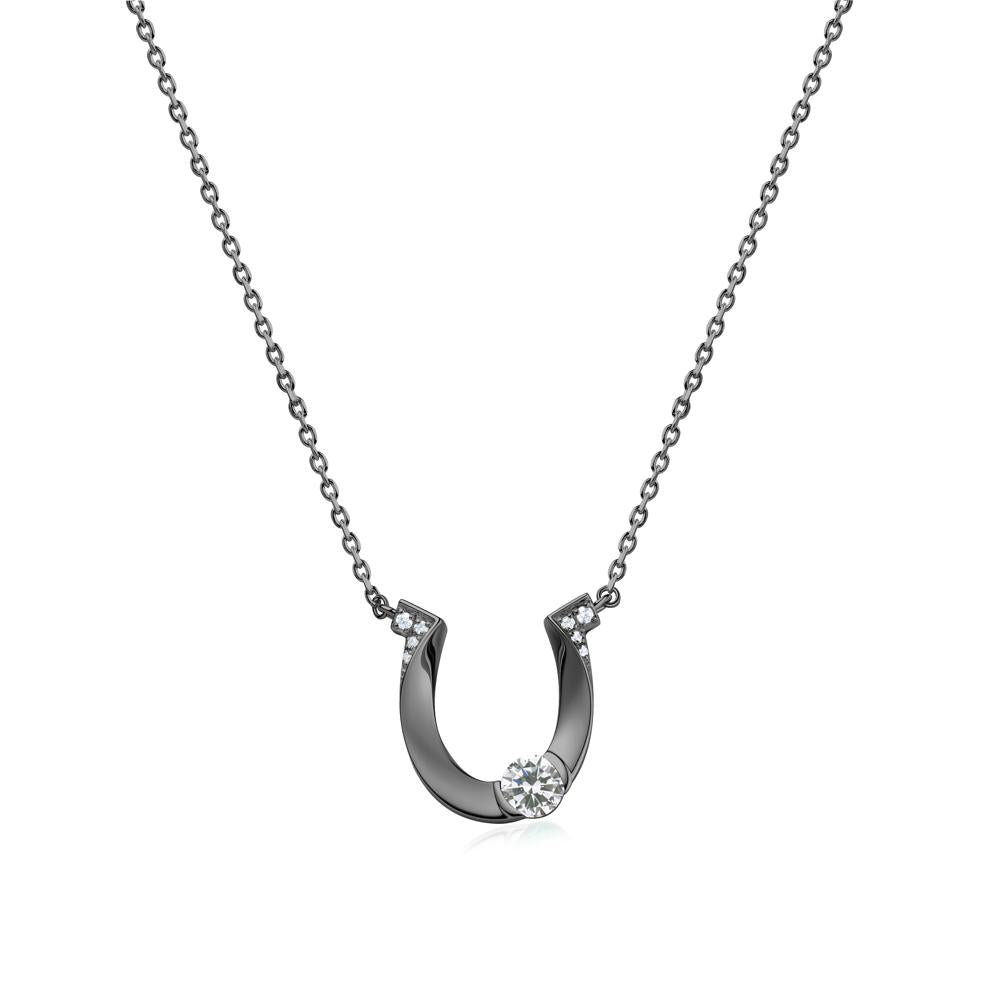 Garnet Horseshoe Necklace for Women - LUO Jewelry #gemstone_Cubic Zirconia