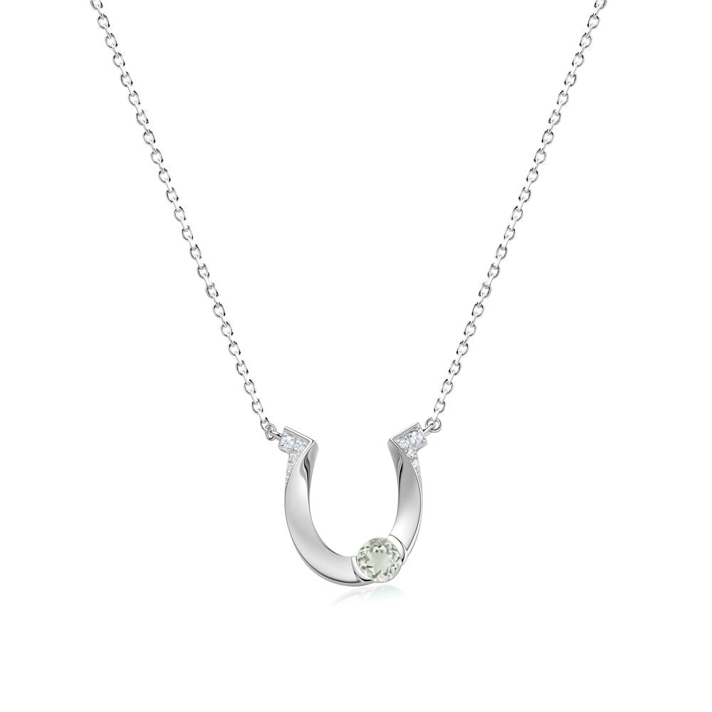 Garnet Horseshoe Necklace for Women - LUO Jewelry #gemstone_Green Amethyst