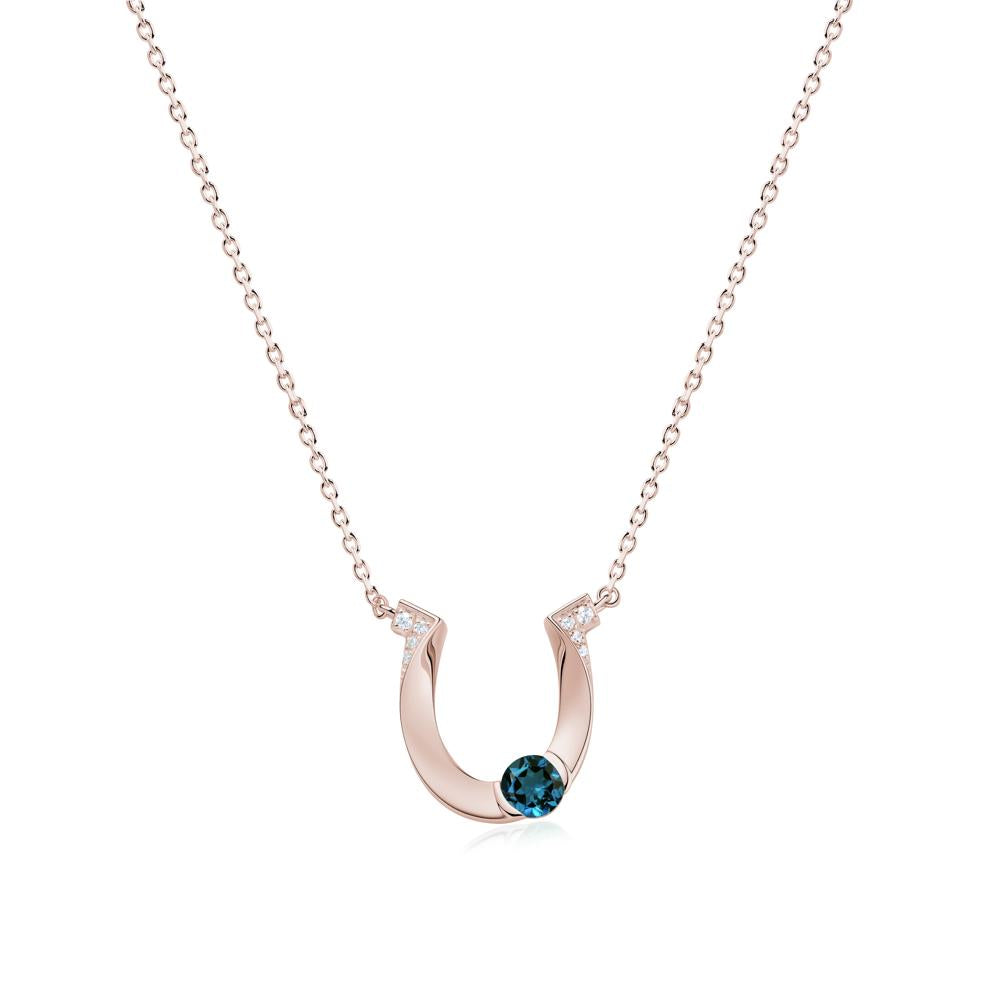 Garnet Horseshoe Necklace for Women - LUO Jewelry #gemstone_London Blue Topaz