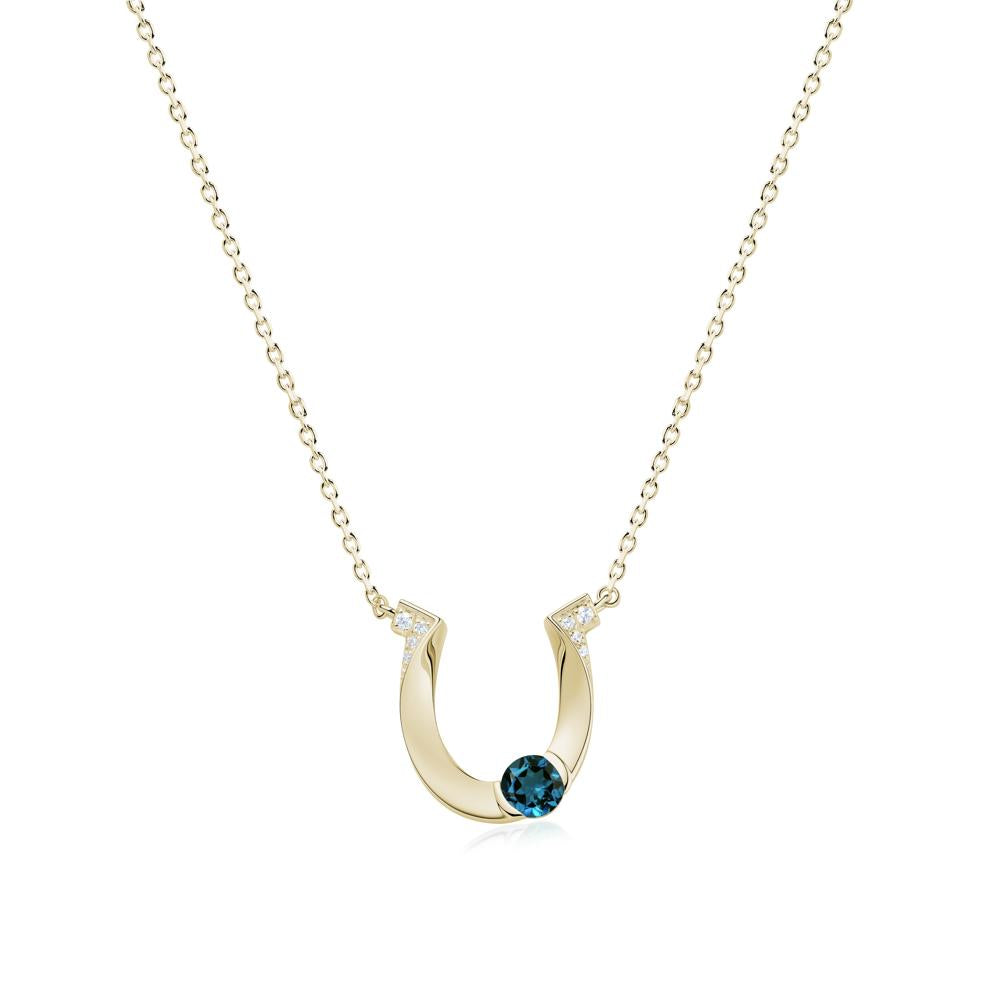 Garnet Horseshoe Necklace for Women - LUO Jewelry #gemstone_London Blue Topaz