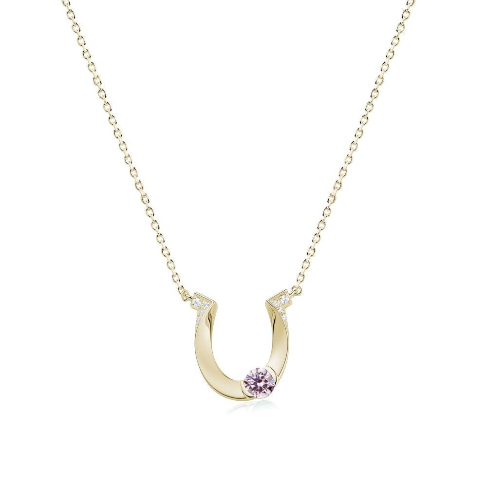 Garnet Horseshoe Necklace for Women - LUO Jewelry #gemstone_Pink Cubic Zirconia