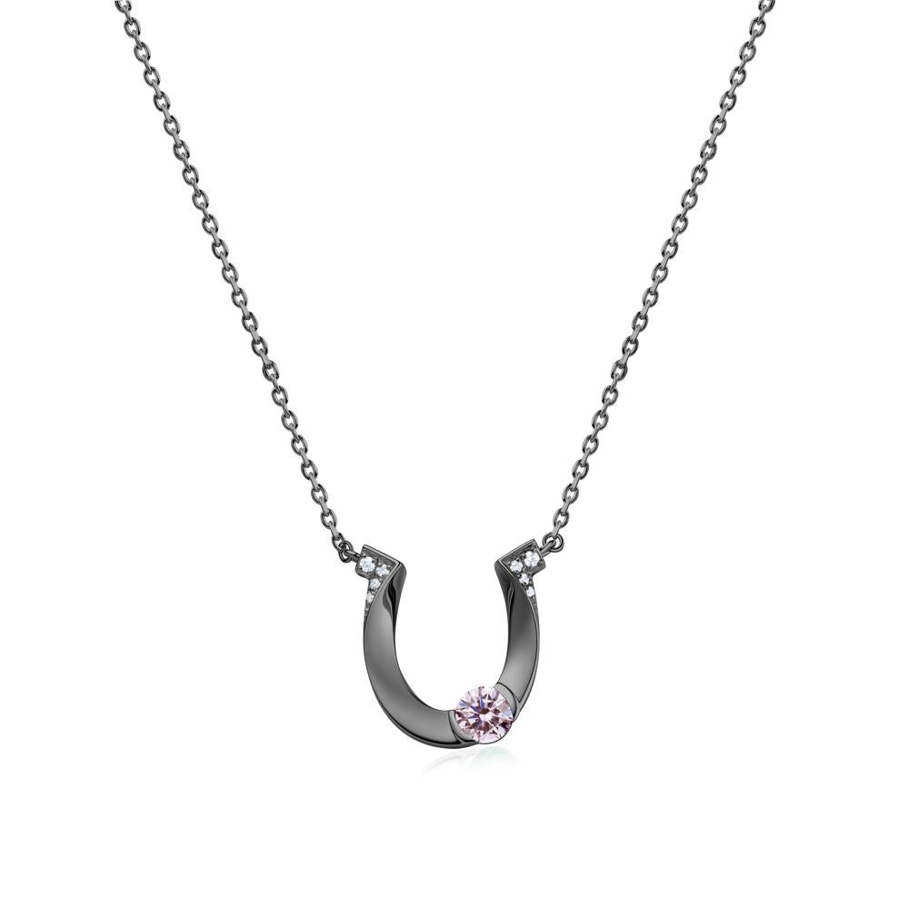 Garnet Horseshoe Necklace for Women - LUO Jewelry #gemstone_Pink Cubic Zirconia