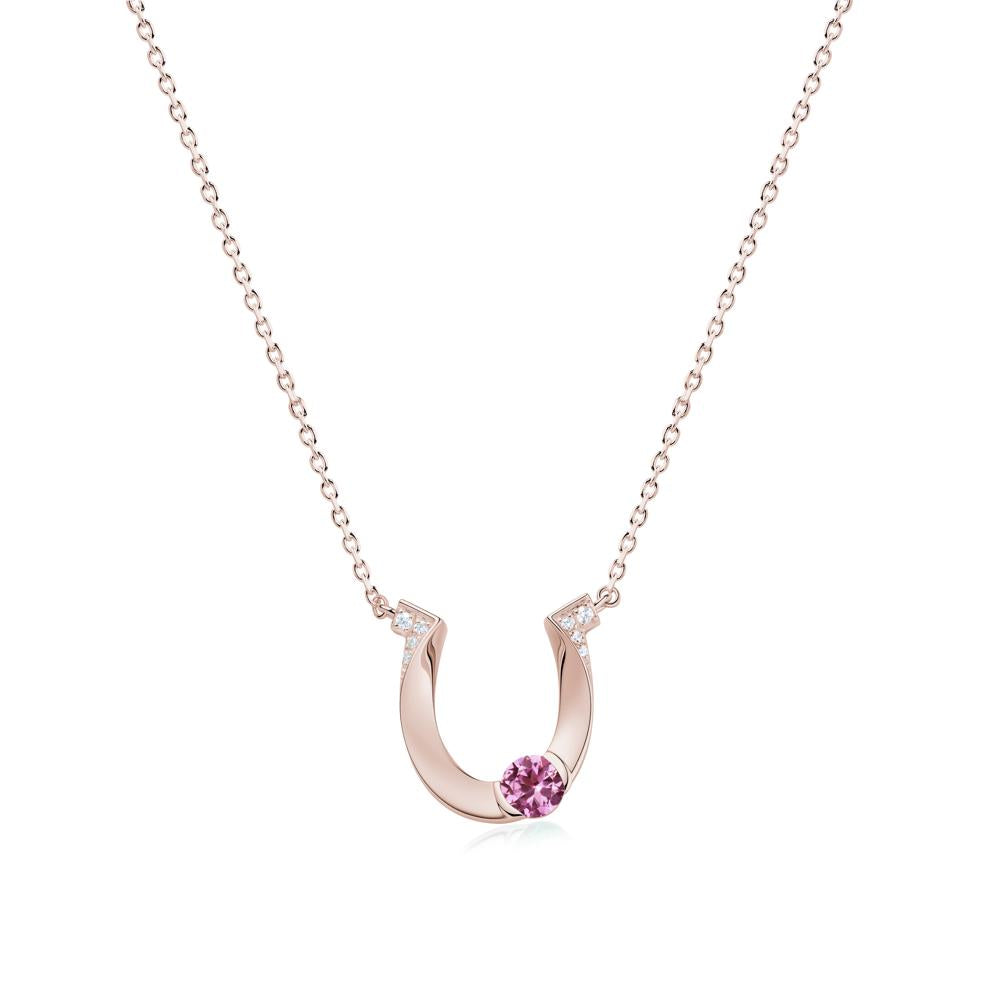 Garnet Horseshoe Necklace for Women - LUO Jewelry #gemstone_Pink Sapphire