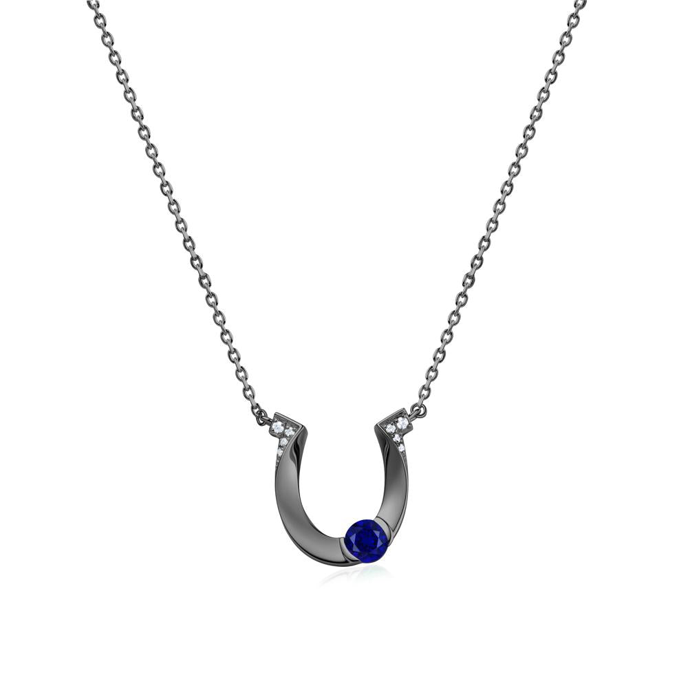 Garnet Horseshoe Necklace for Women - LUO Jewelry #gemstone_Sapphire
