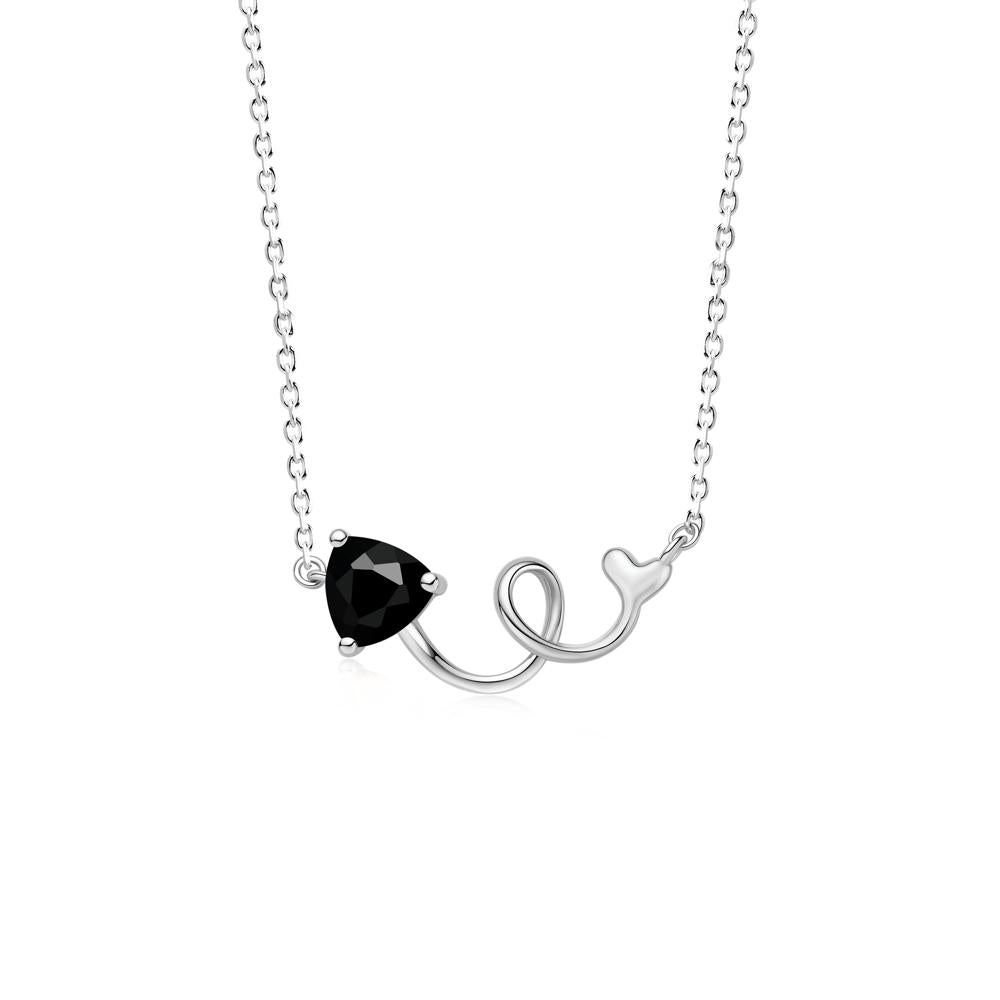 Minimalist Twisted Trillion Cut London Blue Topaz Necklace - LUO Jewelry #gemstone_Black Spinel
