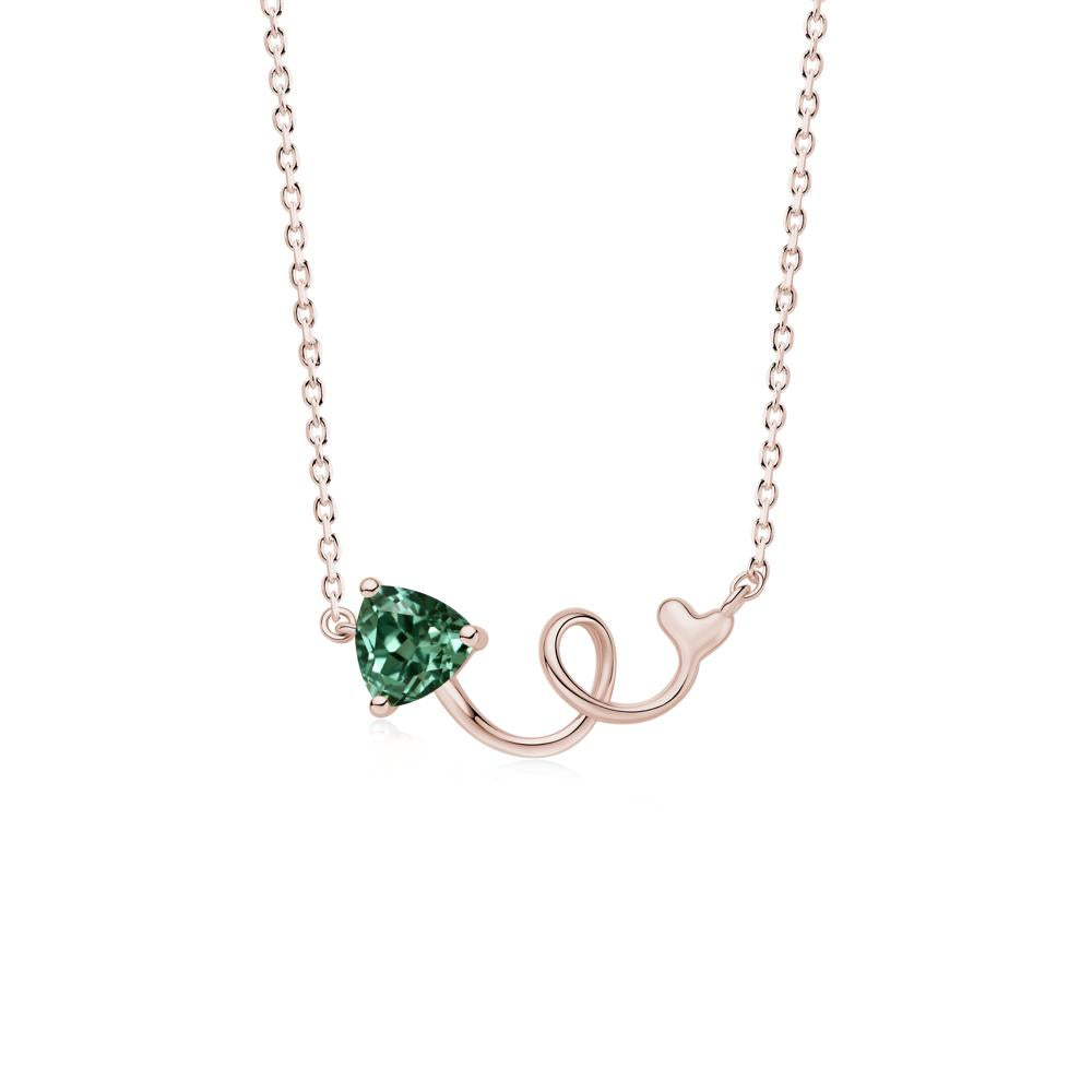 Minimalist Twisted Trillion Cut London Blue Topaz Necklace - LUO Jewelry #gemstone_Green Sapphire