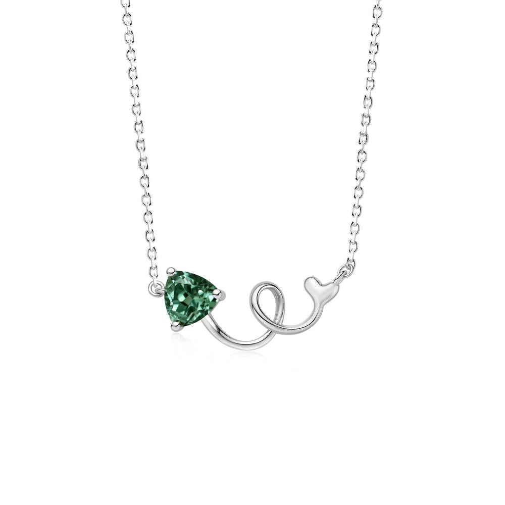 Minimalist Twisted Trillion Cut London Blue Topaz Necklace - LUO Jewelry #gemstone_Green Sapphire