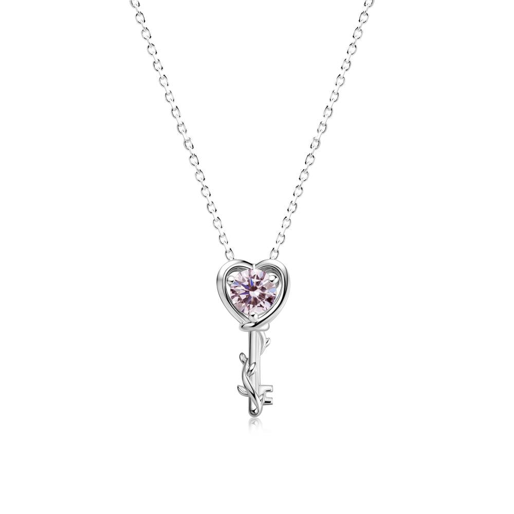 Key Lemon Quartz Leaf Necklace for Women - LUO Jewelry #gemstone_Pink Cubic Zirconia