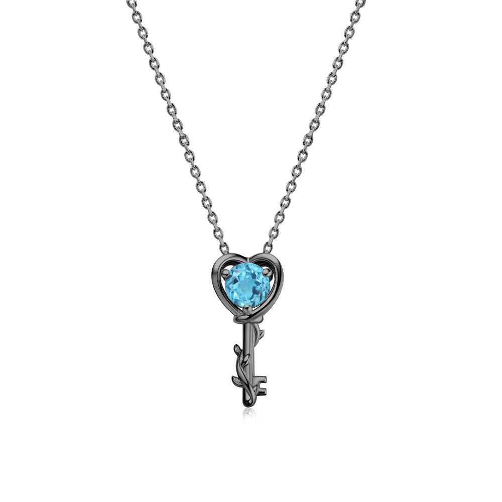 Key Lemon Quartz Leaf Necklace for Women - LUO Jewelry #gemstone_Swiss Blue Topaz