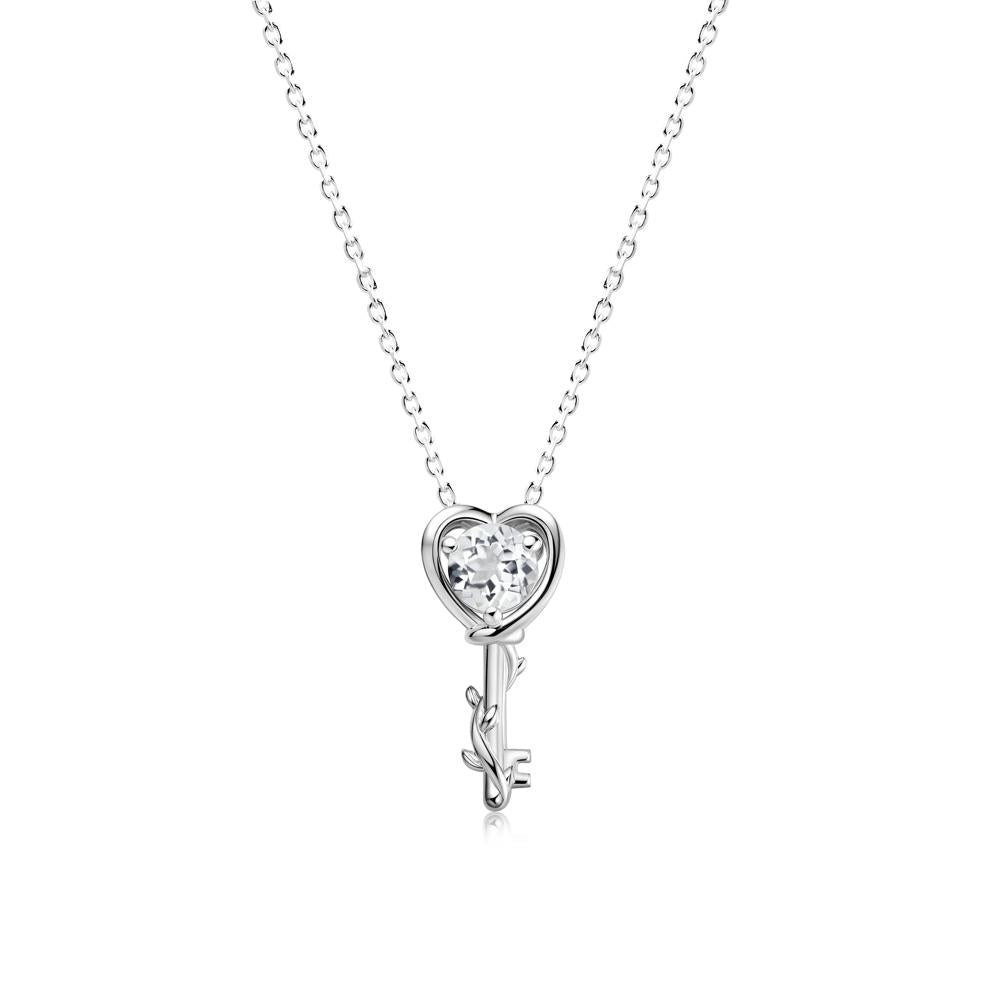 Key Lemon Quartz Leaf Necklace for Women - LUO Jewelry #gemstone_White Topaz