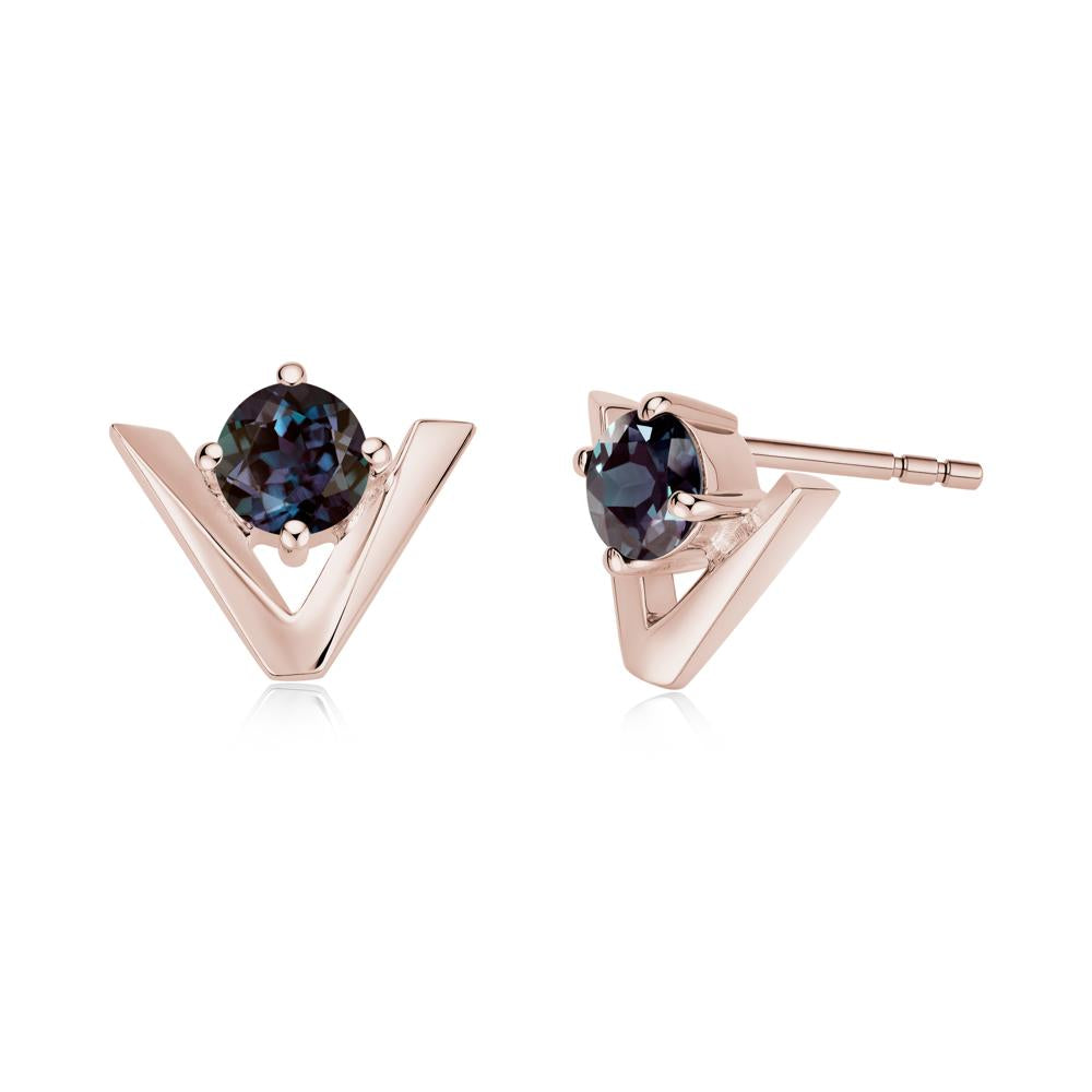 Minimalist V Shaped Amethyst Stud Earrings - LUO Jewelry #gemstone_Alexandrite