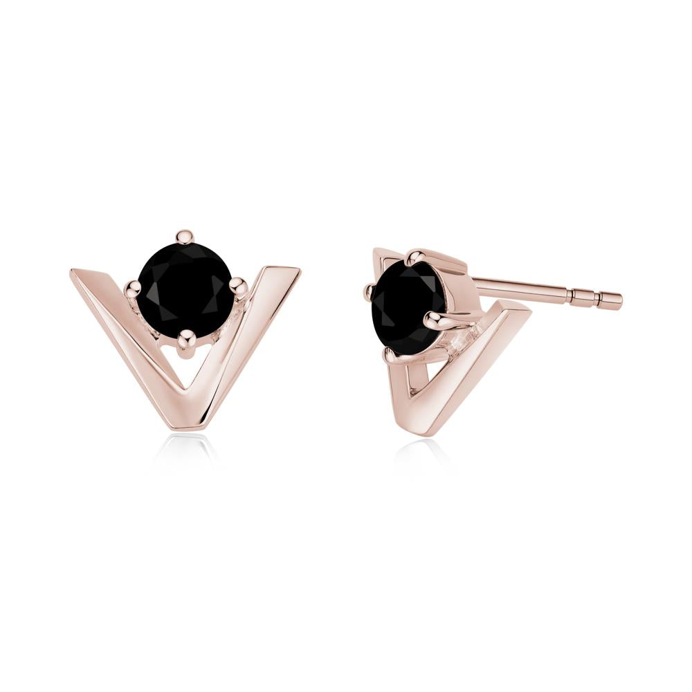 Minimalist V Shaped Amethyst Stud Earrings - LUO Jewelry #gemstone_Black Spinel