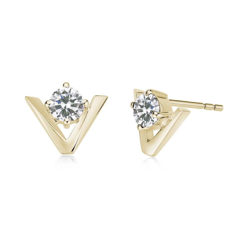 Minimalist V Shaped Amethyst Stud Earrings - LUO Jewelry #gemstone_Cubic Zirconia