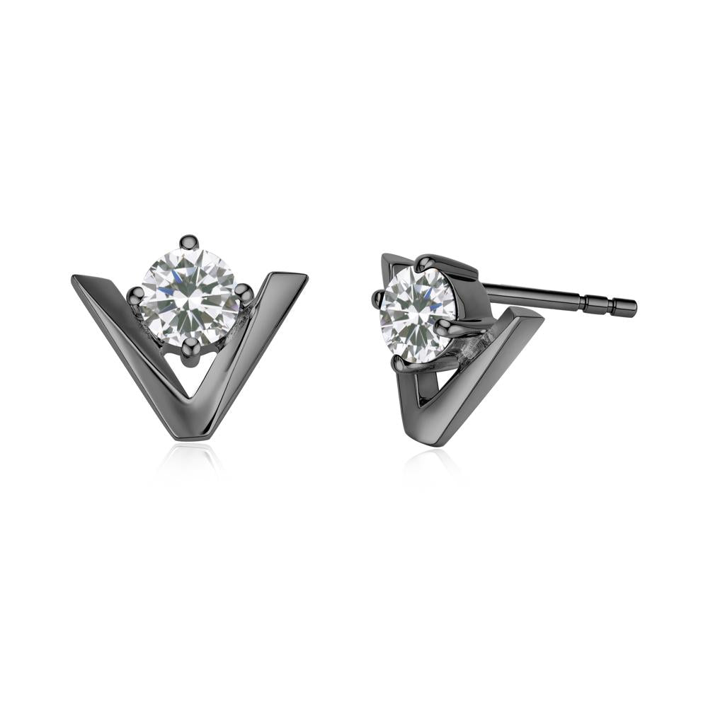 Minimalist V Shaped Amethyst Stud Earrings - LUO Jewelry #gemstone_Cubic Zirconia