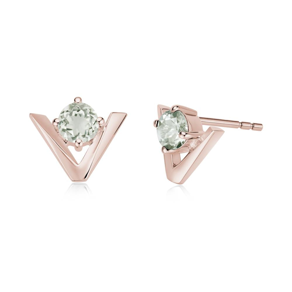 Minimalist V Shaped Amethyst Stud Earrings - LUO Jewelry #gemstone_Green Amethyst