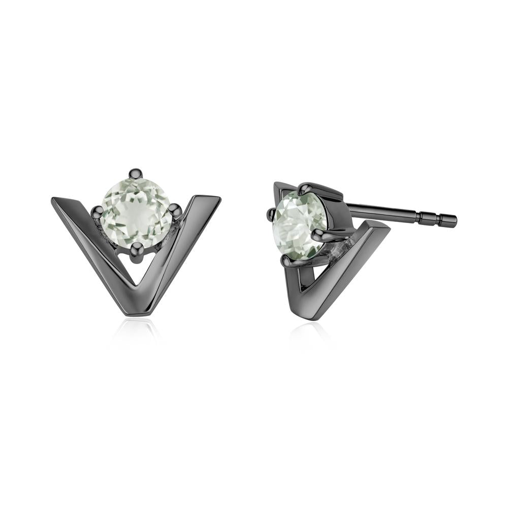 Minimalist V Shaped Amethyst Stud Earrings - LUO Jewelry #gemstone_Green Amethyst
