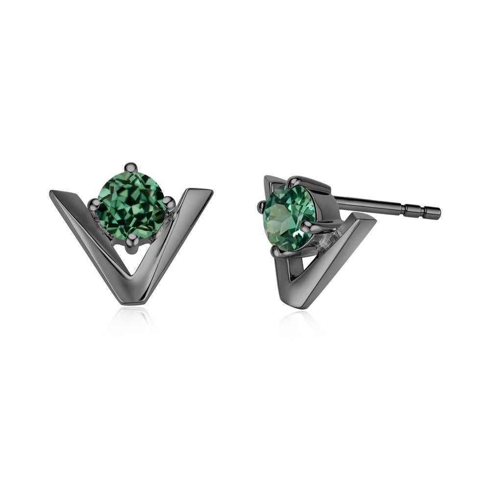 Minimalist V Shaped Amethyst Stud Earrings - LUO Jewelry #gemstone_Green Sapphire