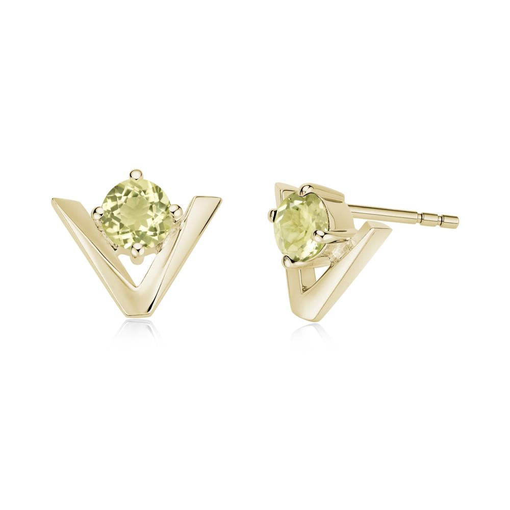Minimalist V Shaped Amethyst Stud Earrings - LUO Jewelry #gemstone_Lemon Quartz