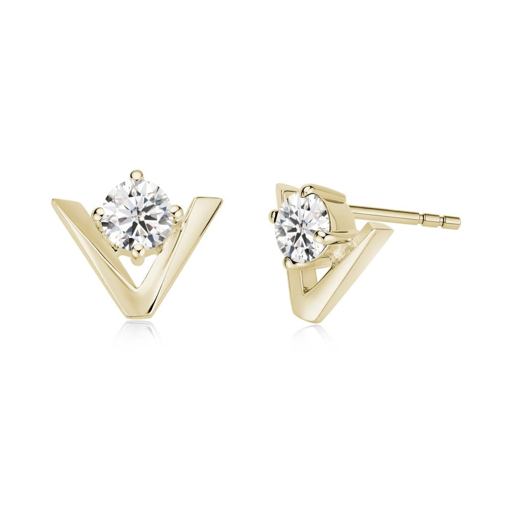 Minimalist V Shaped Amethyst Stud Earrings - LUO Jewelry #gemstone_Moissanite