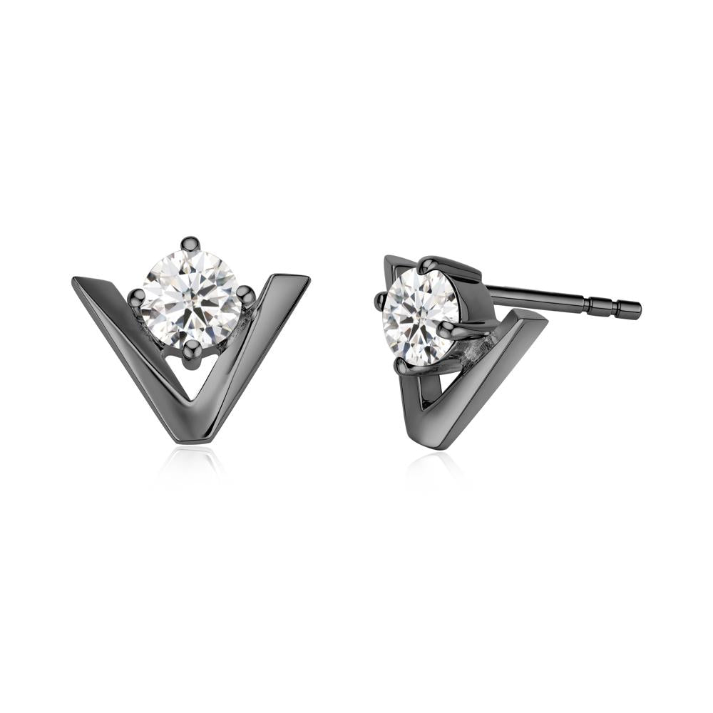 Minimalist V Shaped Amethyst Stud Earrings - LUO Jewelry #gemstone_Moissanite