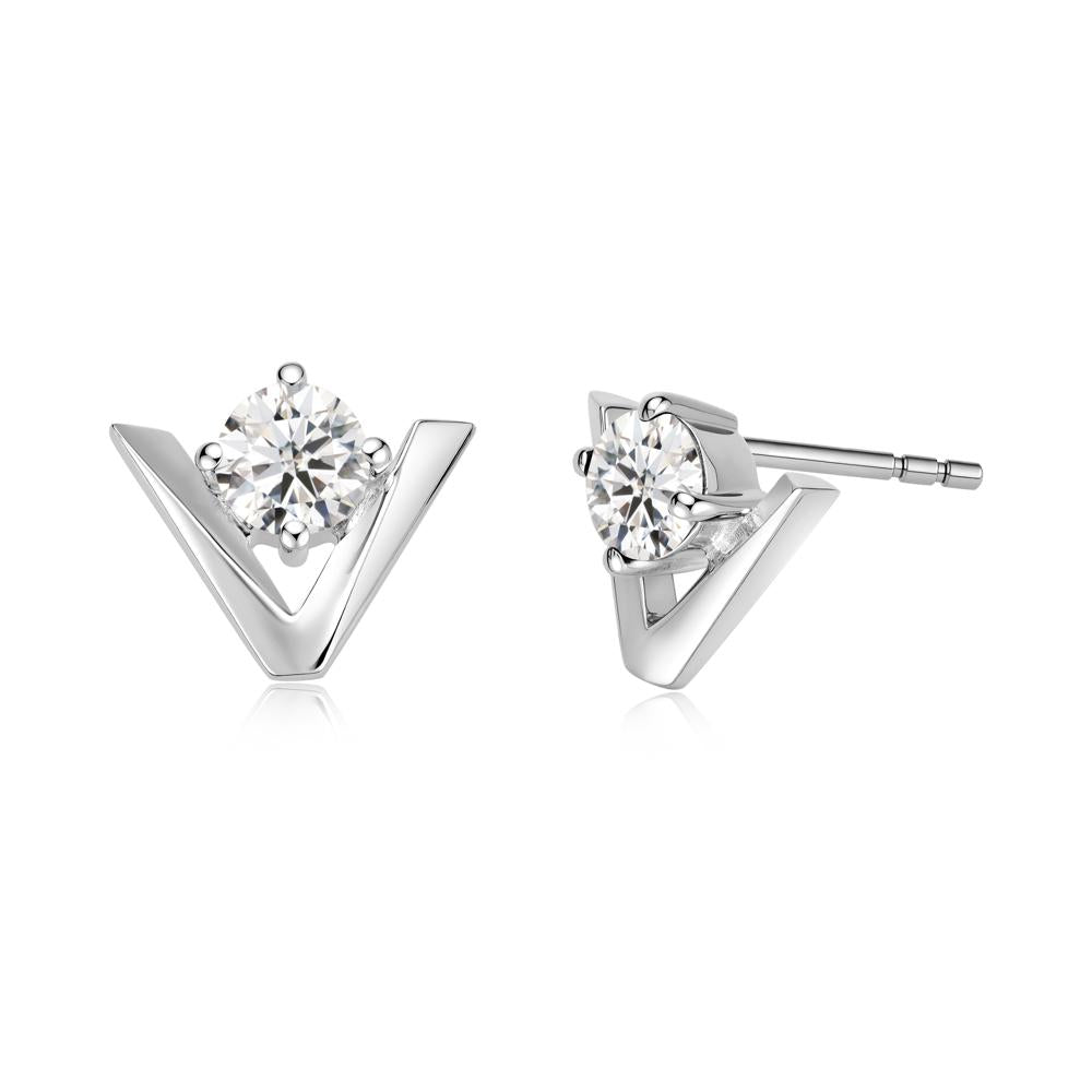 Minimalist V Shaped Amethyst Stud Earrings - LUO Jewelry #gemstone_Moissanite