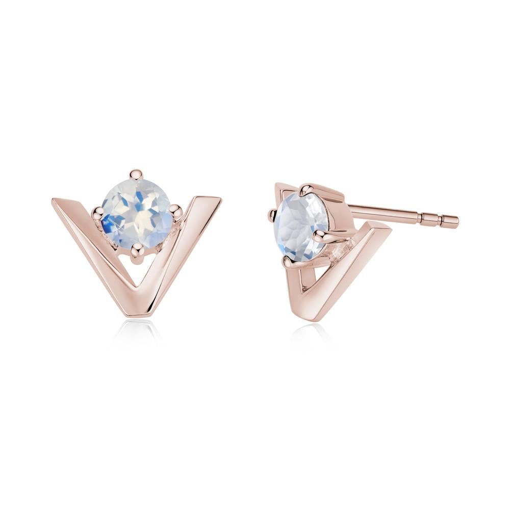 Minimalist V Shaped Amethyst Stud Earrings - LUO Jewelry #gemstone_Moonstone