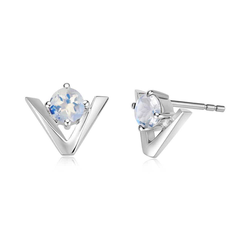 Minimalist V Shaped Amethyst Stud Earrings - LUO Jewelry #gemstone_Moonstone