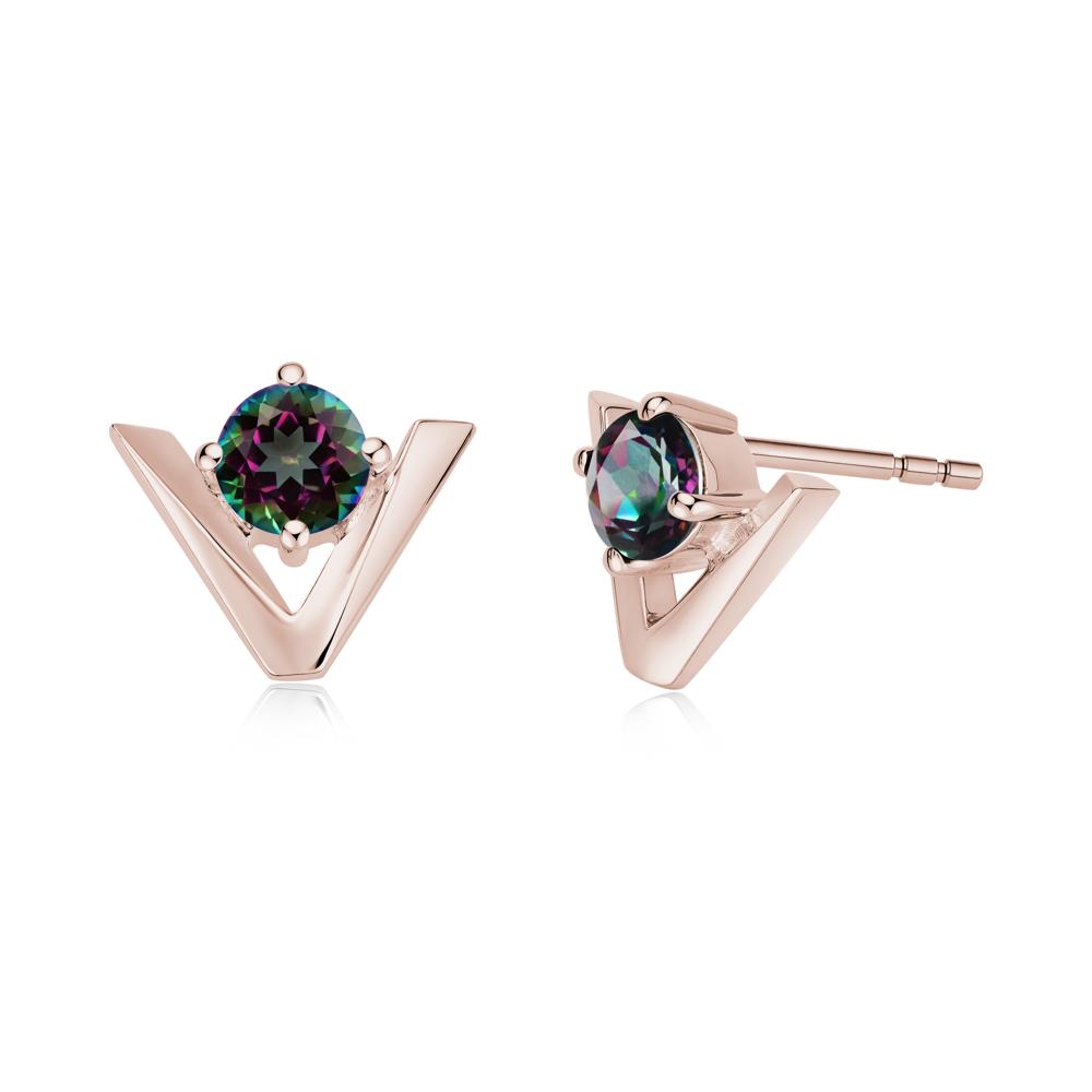 Minimalist V Shaped Amethyst Stud Earrings - LUO Jewelry #gemstone_Mystic Topaz