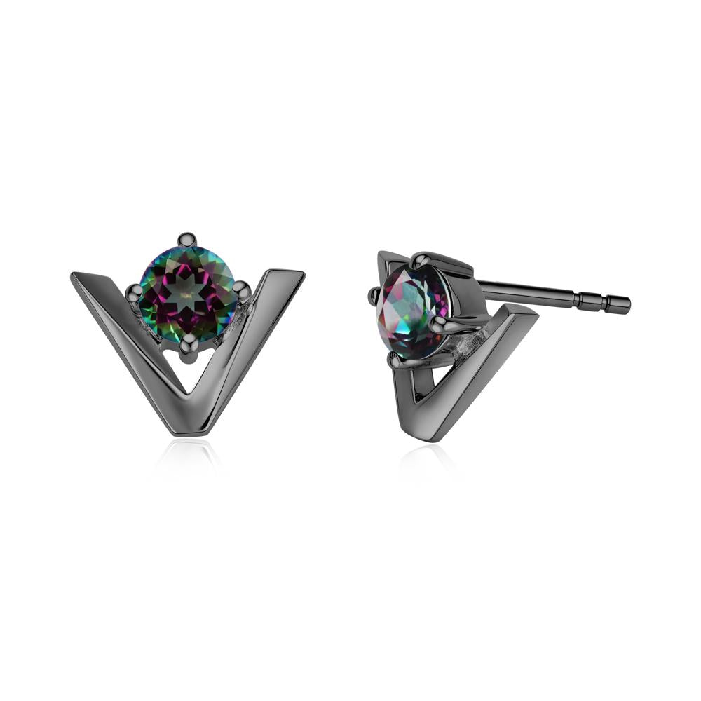 Minimalist V Shaped Amethyst Stud Earrings - LUO Jewelry #gemstone_Mystic Topaz