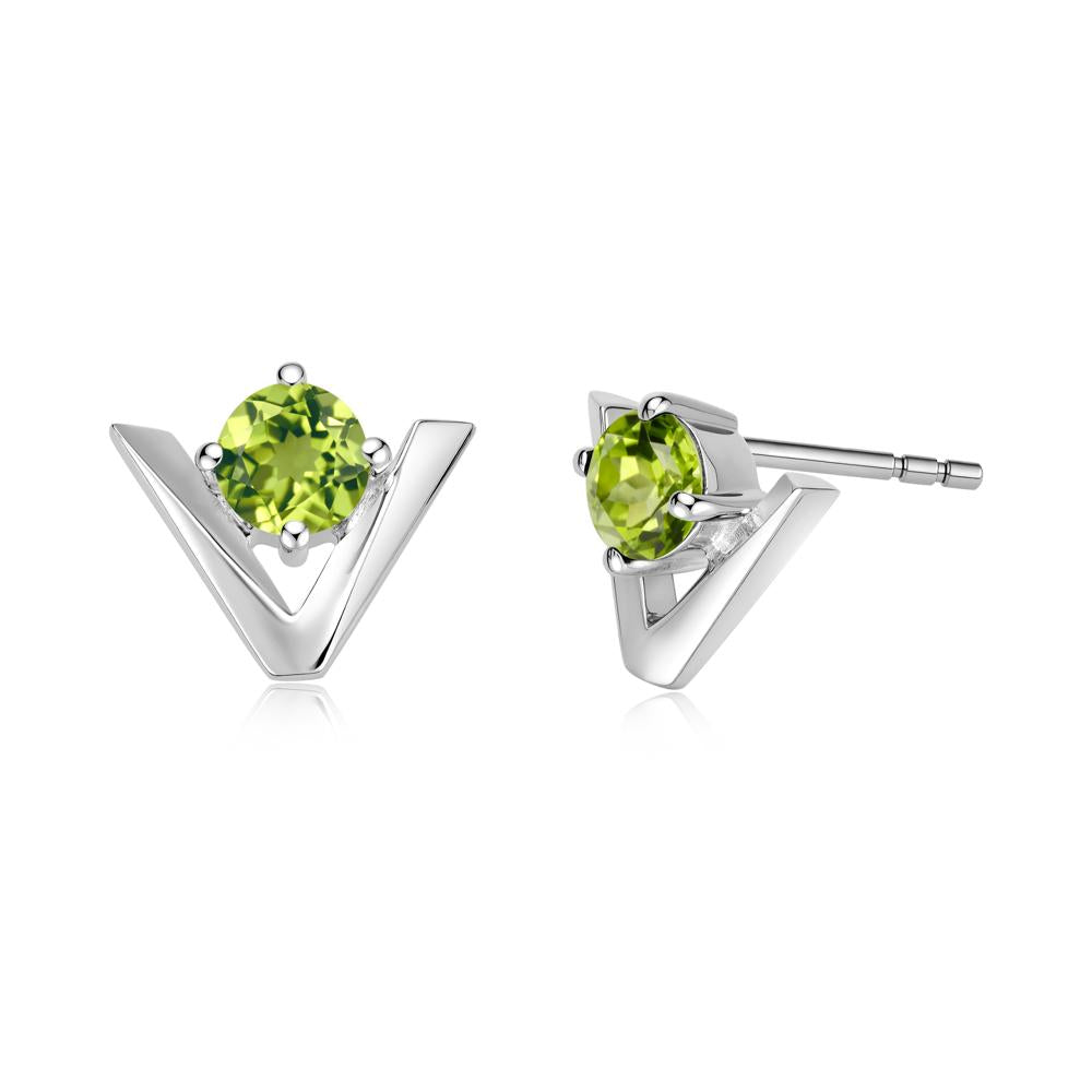 Minimalist V Shaped Amethyst Stud Earrings - LUO Jewelry #gemstone_Peridot