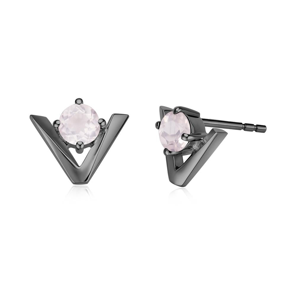 Minimalist V Shaped Amethyst Stud Earrings - LUO Jewelry #gemstone_Rose Quartz