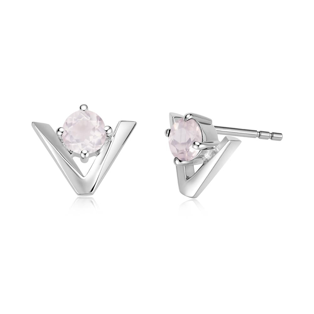Minimalist V Shaped Amethyst Stud Earrings - LUO Jewelry #gemstone_Rose Quartz