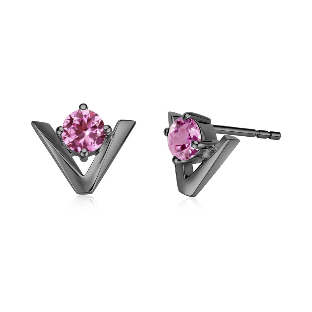 Minimalist V Shaped Amethyst Stud Earrings - LUO Jewelry #gemstone_Pink Sapphire