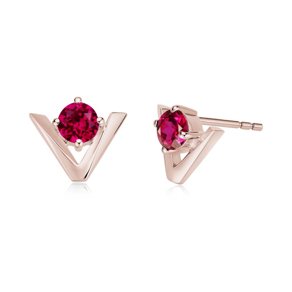 Minimalist V Shaped Amethyst Stud Earrings - LUO Jewelry #gemstone_Ruby