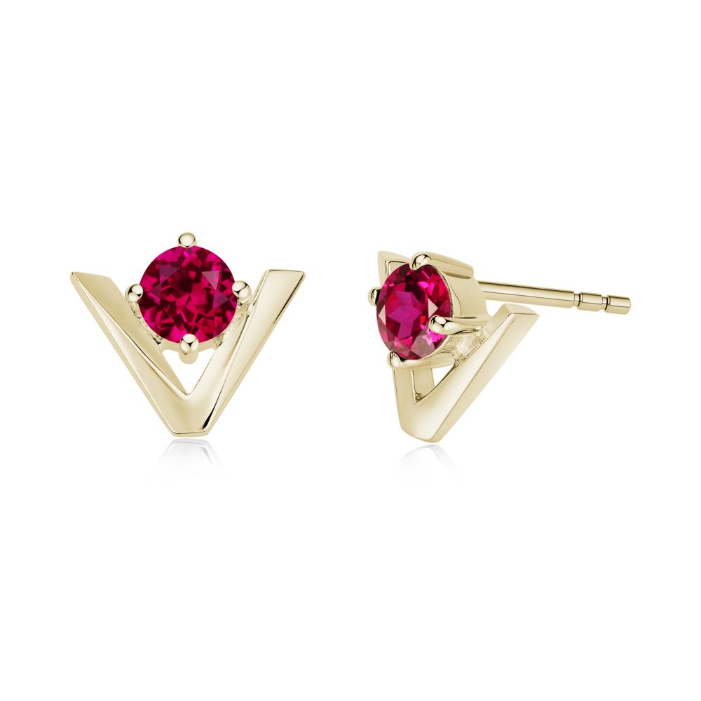 Minimalist V Shaped Amethyst Stud Earrings - LUO Jewelry #gemstone_Ruby