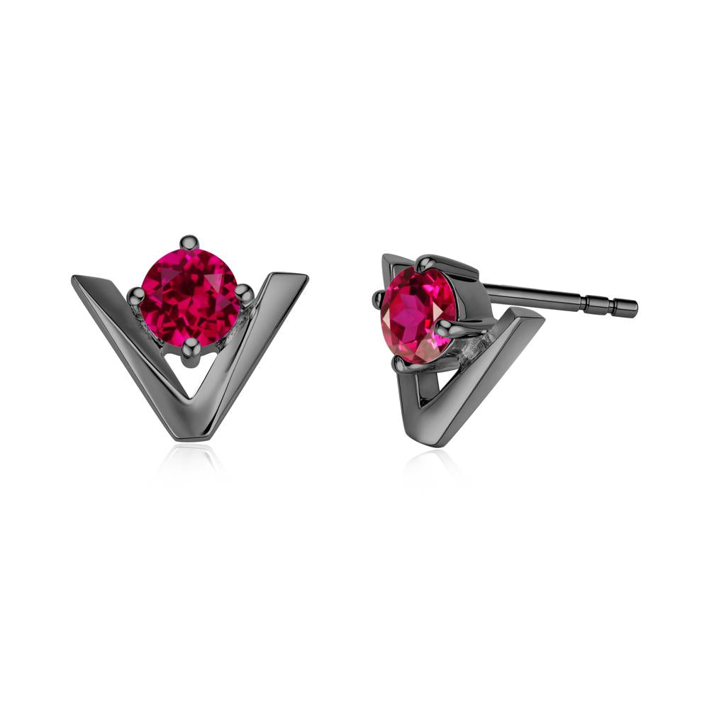 Minimalist V Shaped Amethyst Stud Earrings - LUO Jewelry #gemstone_Ruby
