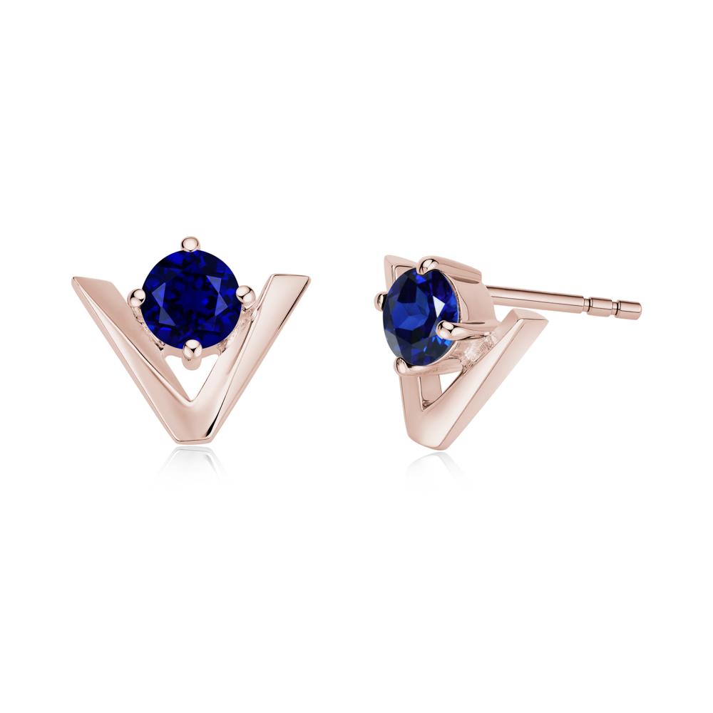 Minimalist V Shaped Amethyst Stud Earrings - LUO Jewelry #gemstone_Sapphire