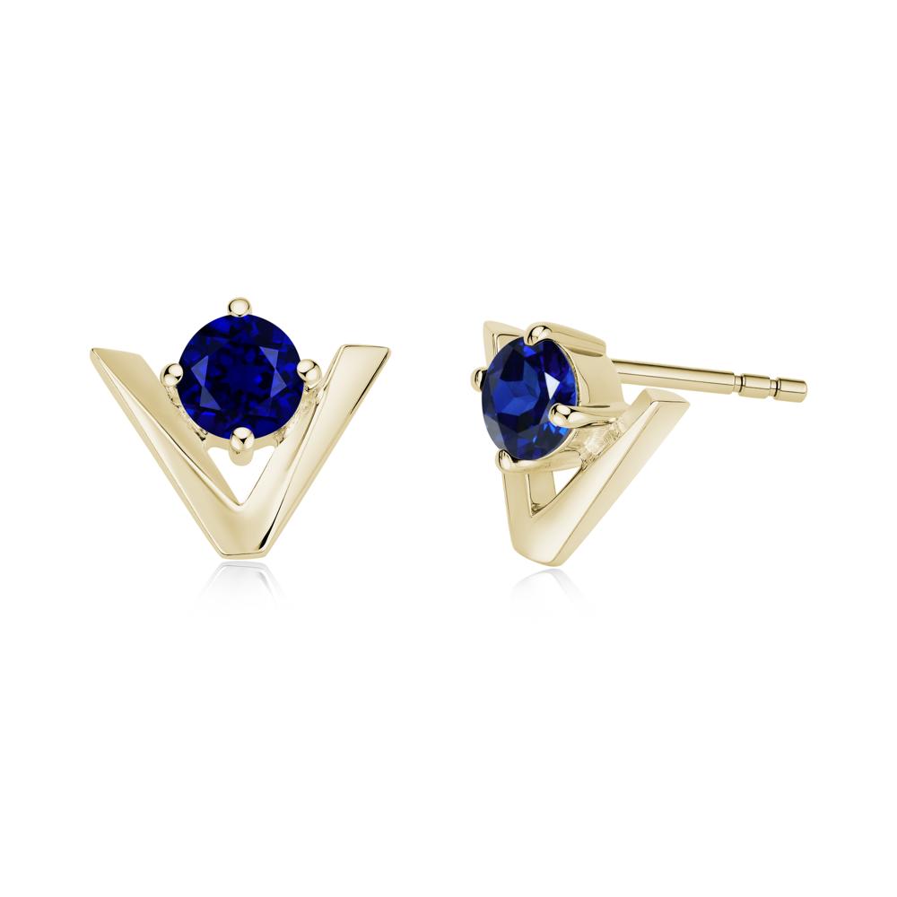 Minimalist V Shaped Amethyst Stud Earrings - LUO Jewelry #gemstone_Sapphire