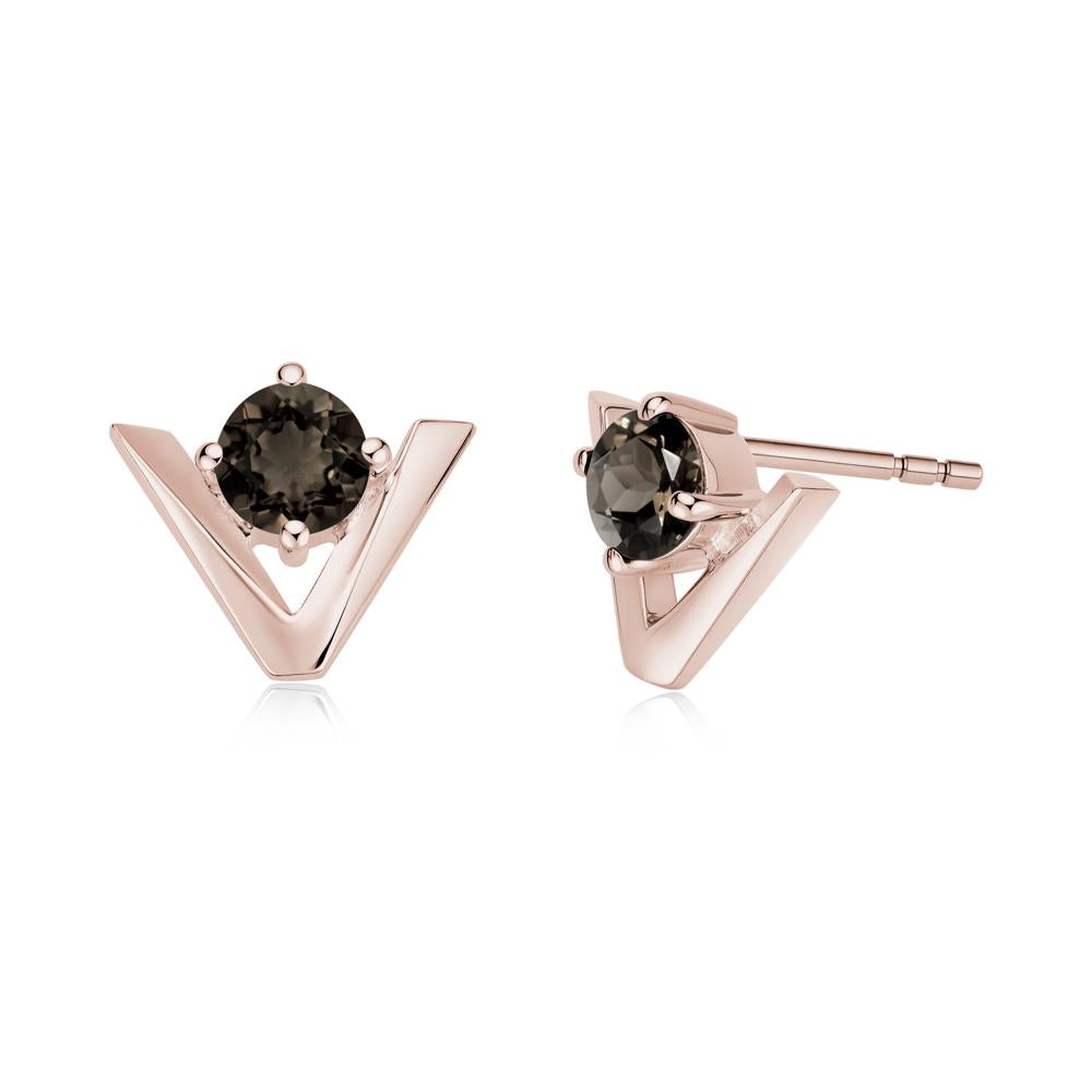 Minimalist V Shaped Amethyst Stud Earrings - LUO Jewelry #gemstone_Smoky Quartz