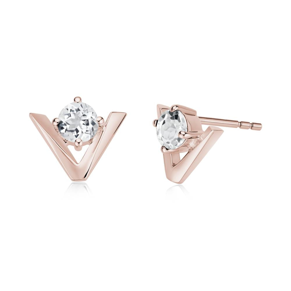 Minimalist V Shaped Amethyst Stud Earrings - LUO Jewelry #gemstone_White Topaz
