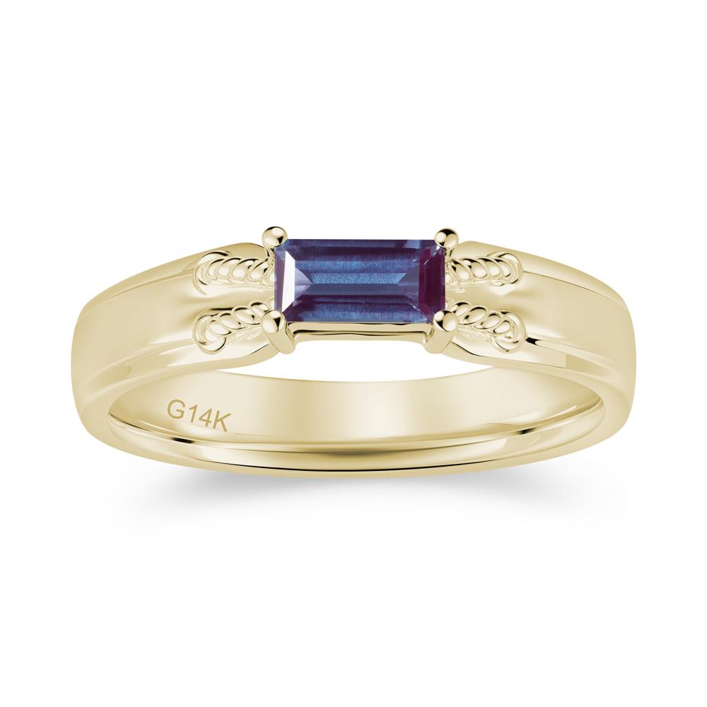 Vintage East West Baguette Cut London Blue Topaz Ring - LUO Jewelry #gemstone_Alexandrite
