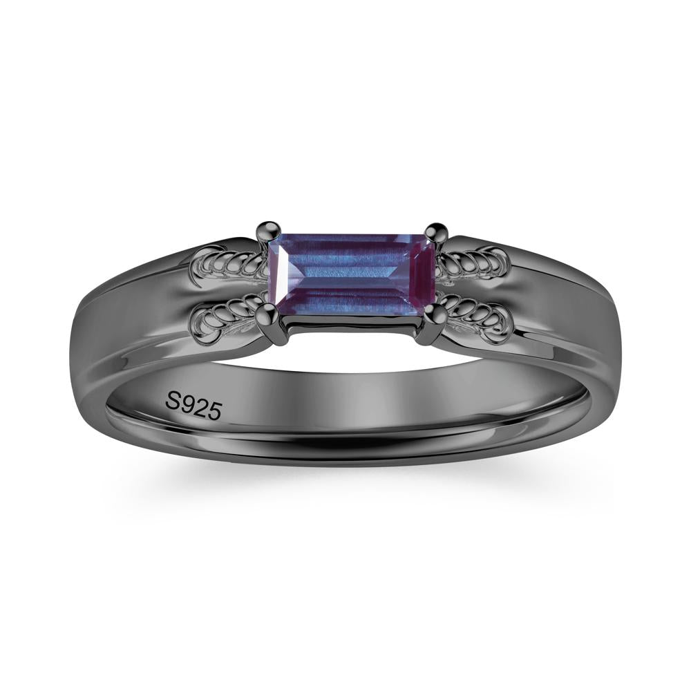 Vintage East West Baguette Cut London Blue Topaz Ring - LUO Jewelry #gemstone_Alexandrite