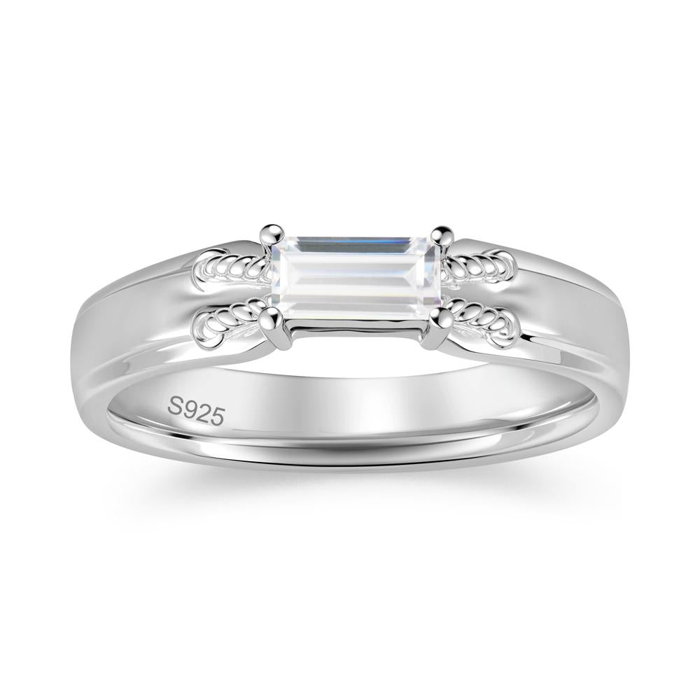 Vintage East West Baguette Cut London Blue Topaz Ring - LUO Jewelry #gemstone_Cubic Zirconia