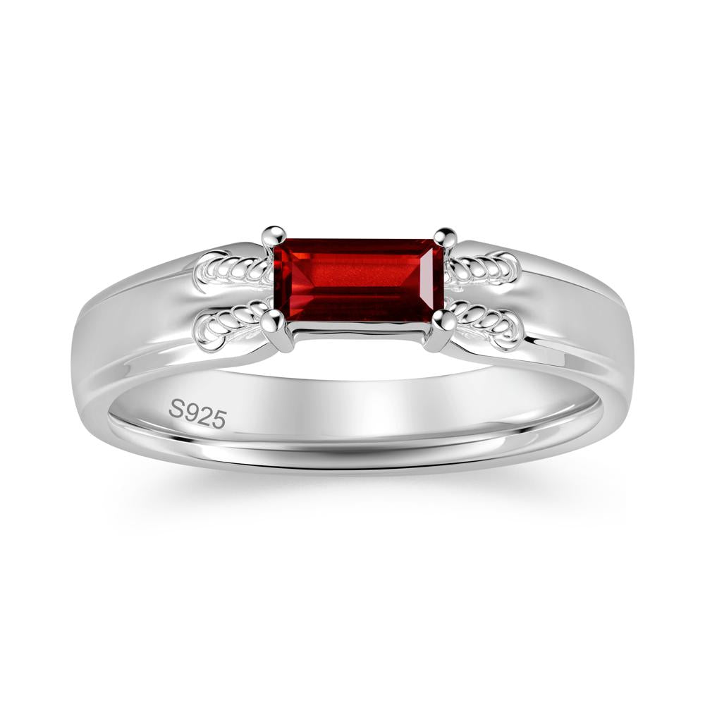 Vintage East West Baguette Cut London Blue Topaz Ring - LUO Jewelry #gemstone_Garnet