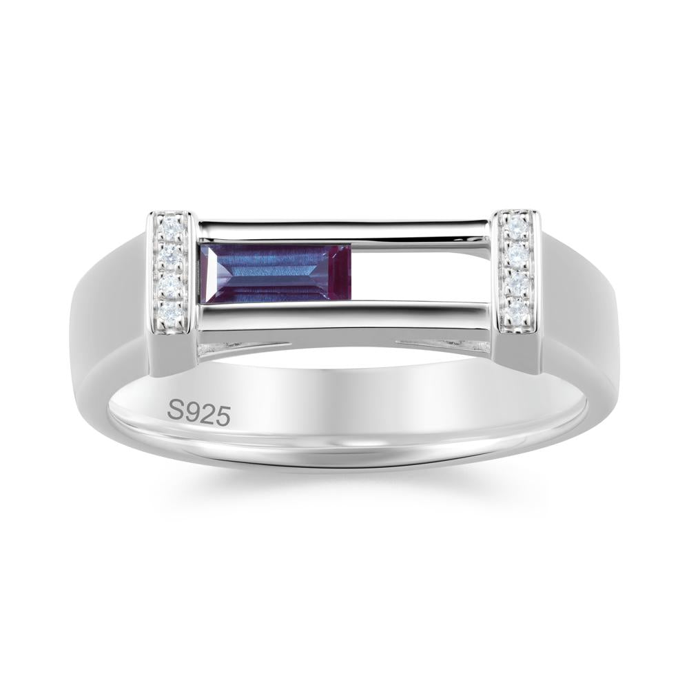 Movable Baguette Cut Petite Alexandrite Ring - LUO Jewelry #gemstone_Alexandrite