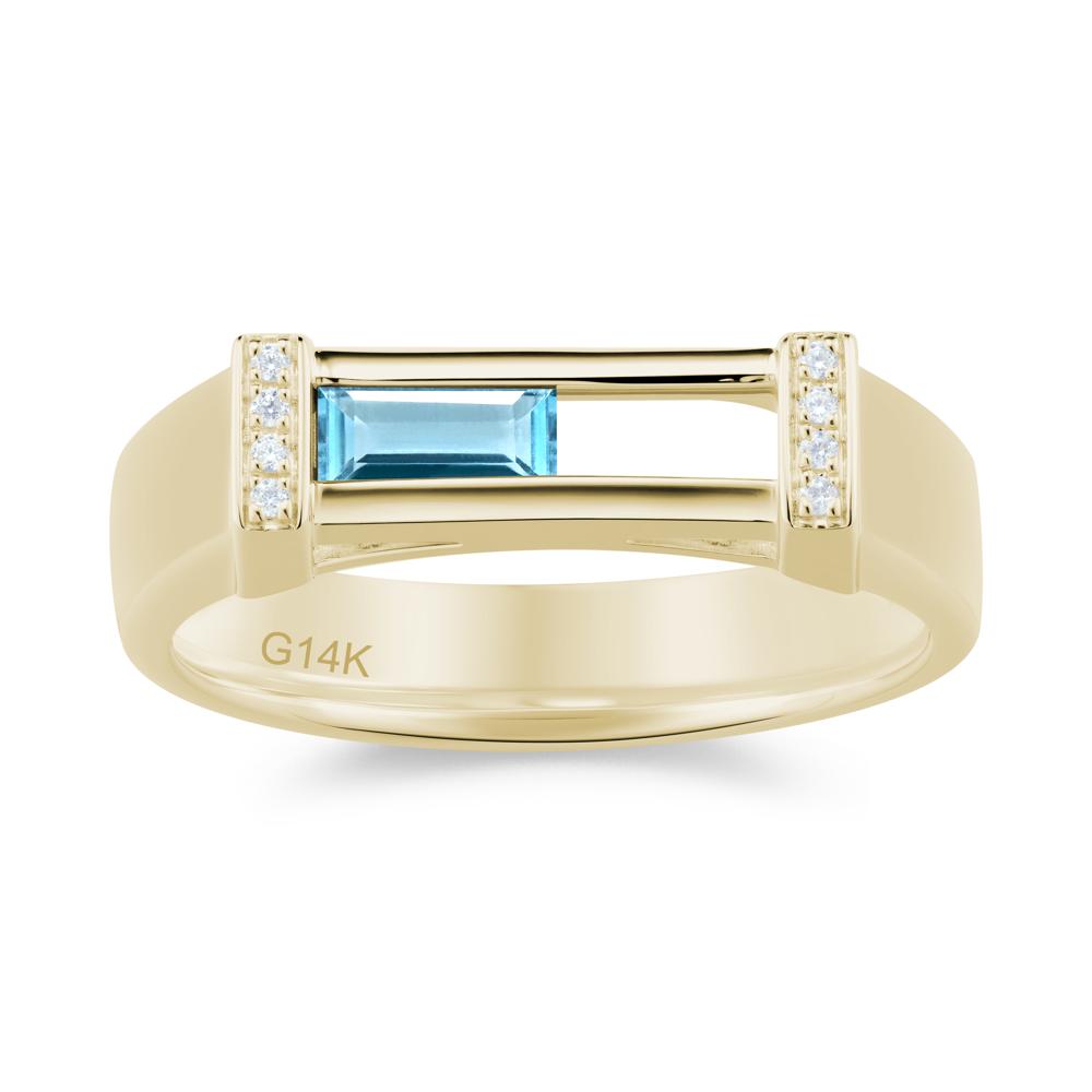Movable Baguette Cut Petite Alexandrite Ring - LUO Jewelry #gemstone_Swiss Blue Topaz