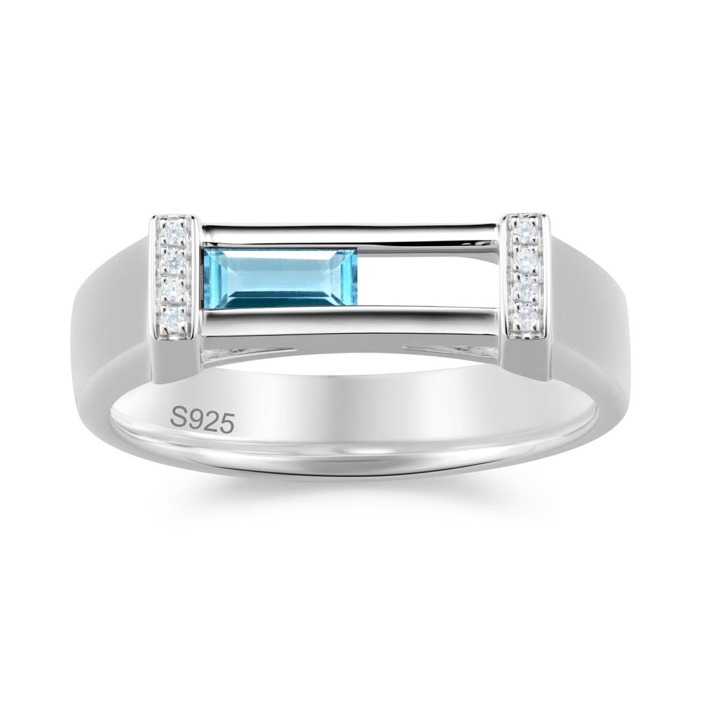Movable Baguette Cut Petite Alexandrite Ring - LUO Jewelry #gemstone_Swiss Blue Topaz