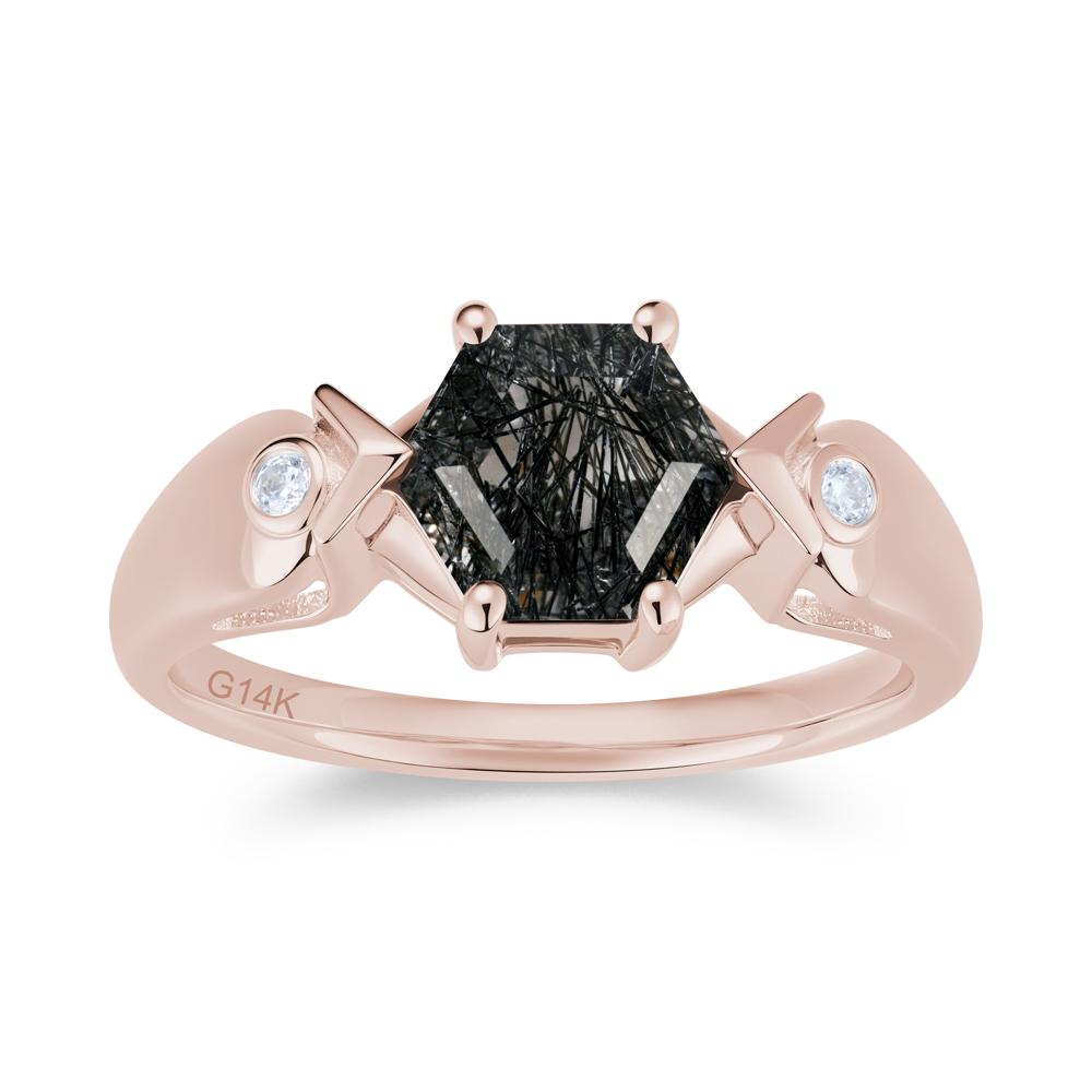 Hexagon Cut Alexandrite Art Deco Ring - LUO Jewelry #gemstone_Black Rutilated Quartz